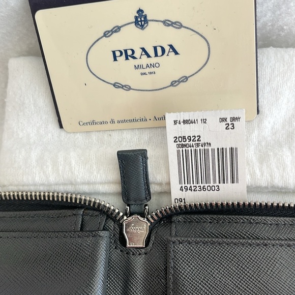 PRADA BR0441 Tessuto Chic Gray XLarge Organizer Wallet and Original COA Card - Picture 13 of 16